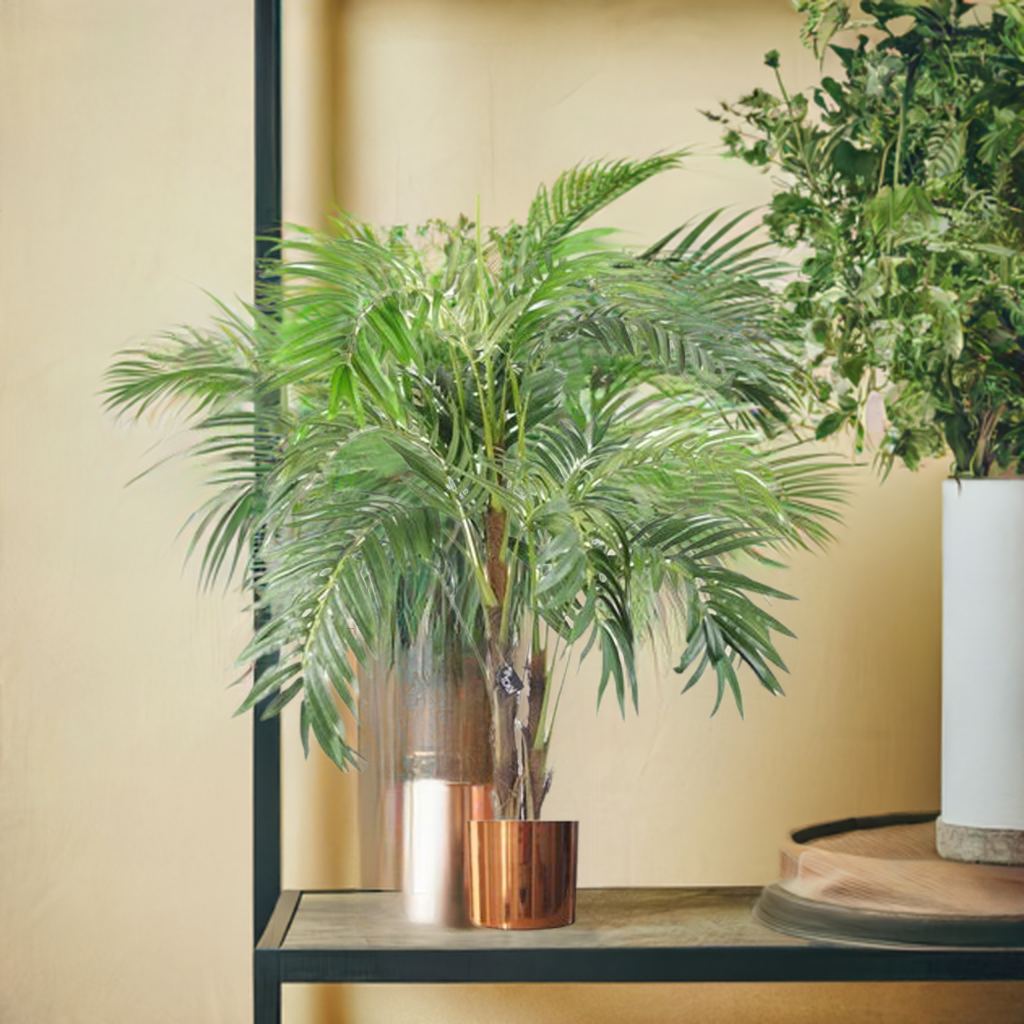 Artificial Palm Tree and Copper Metal Planter