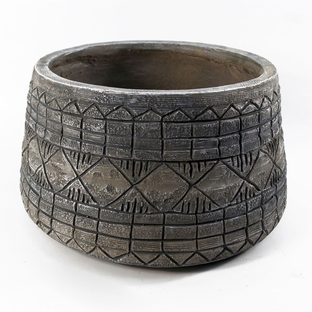 Large Grey Gliese Embossed Planter