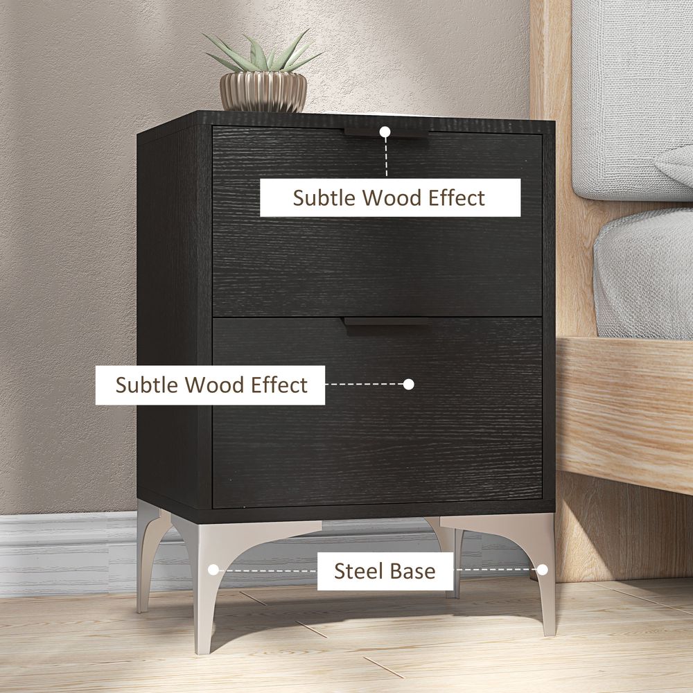 2 x Bedside Tables With 2 Drawers