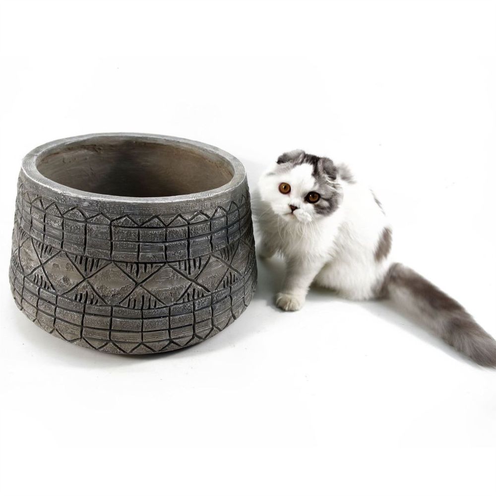 Large Grey Gliese Embossed Planter