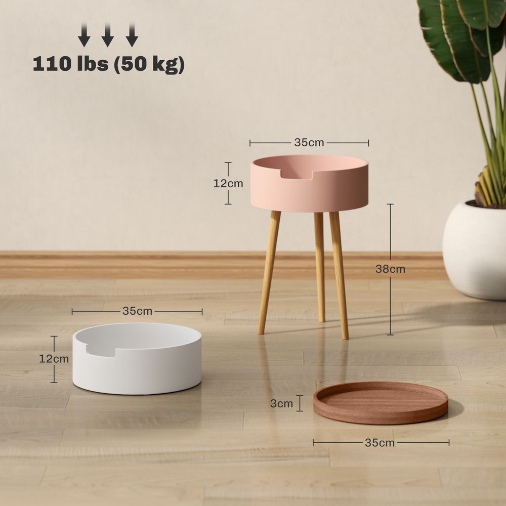 3-Tier Round Side Table with Storage