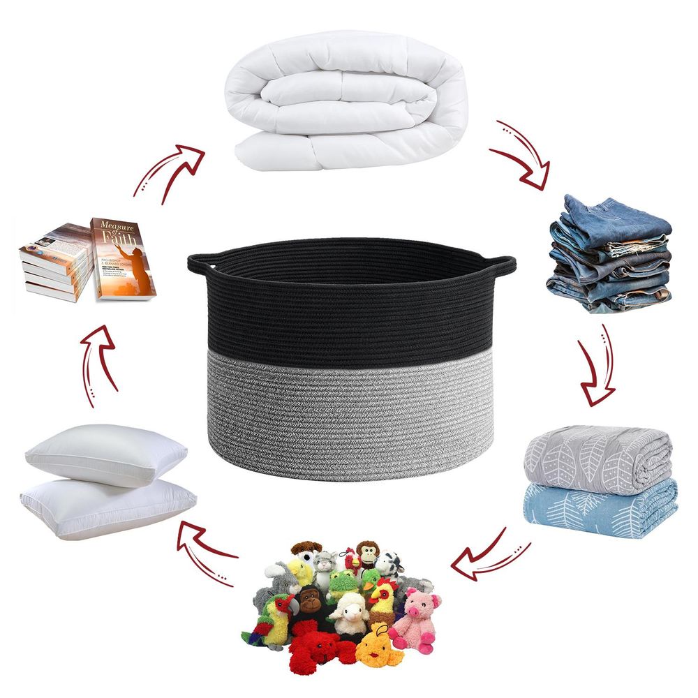 VINSANI LAUNDRY BASKET BLACK & GREY