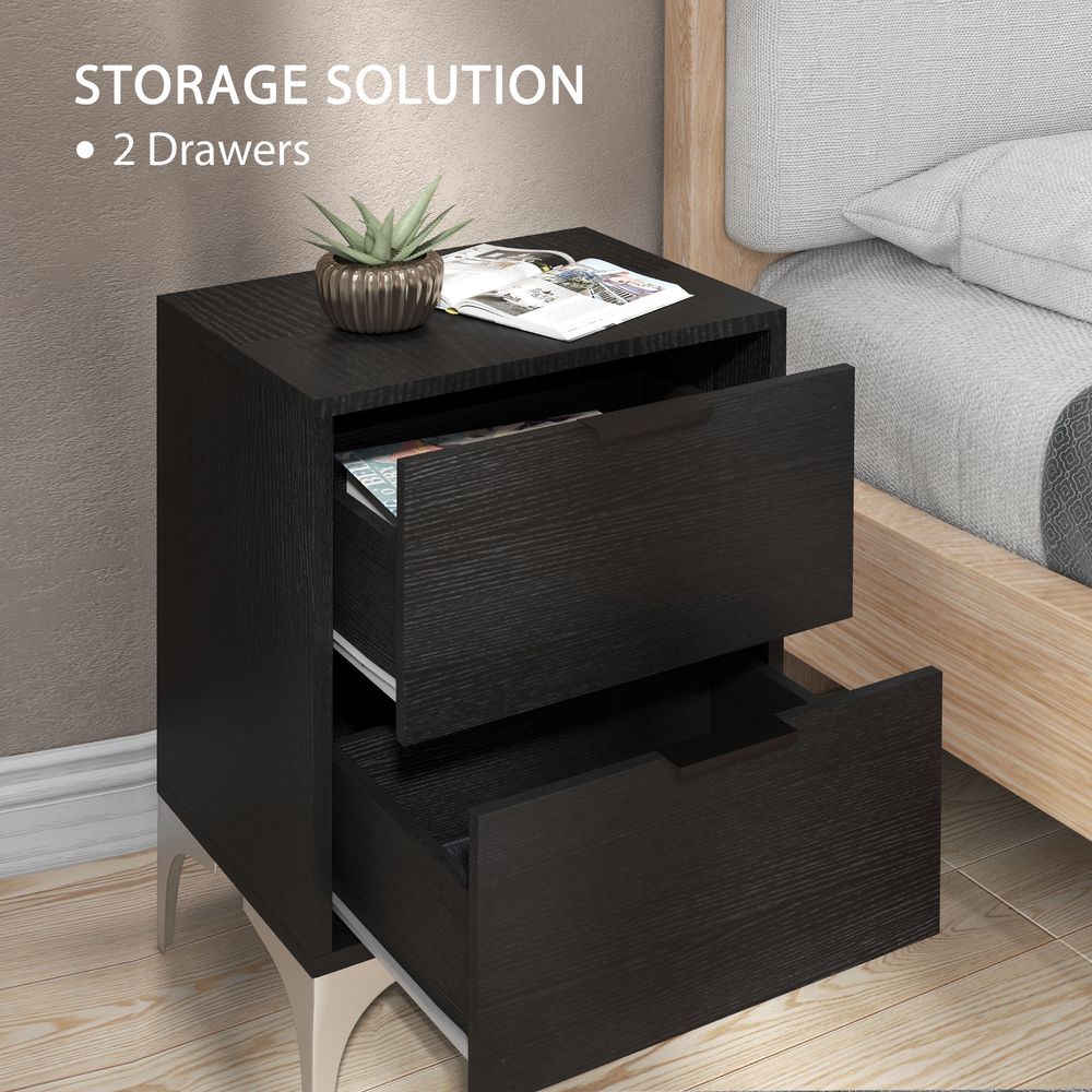 2 x Bedside Tables With 2 Drawers