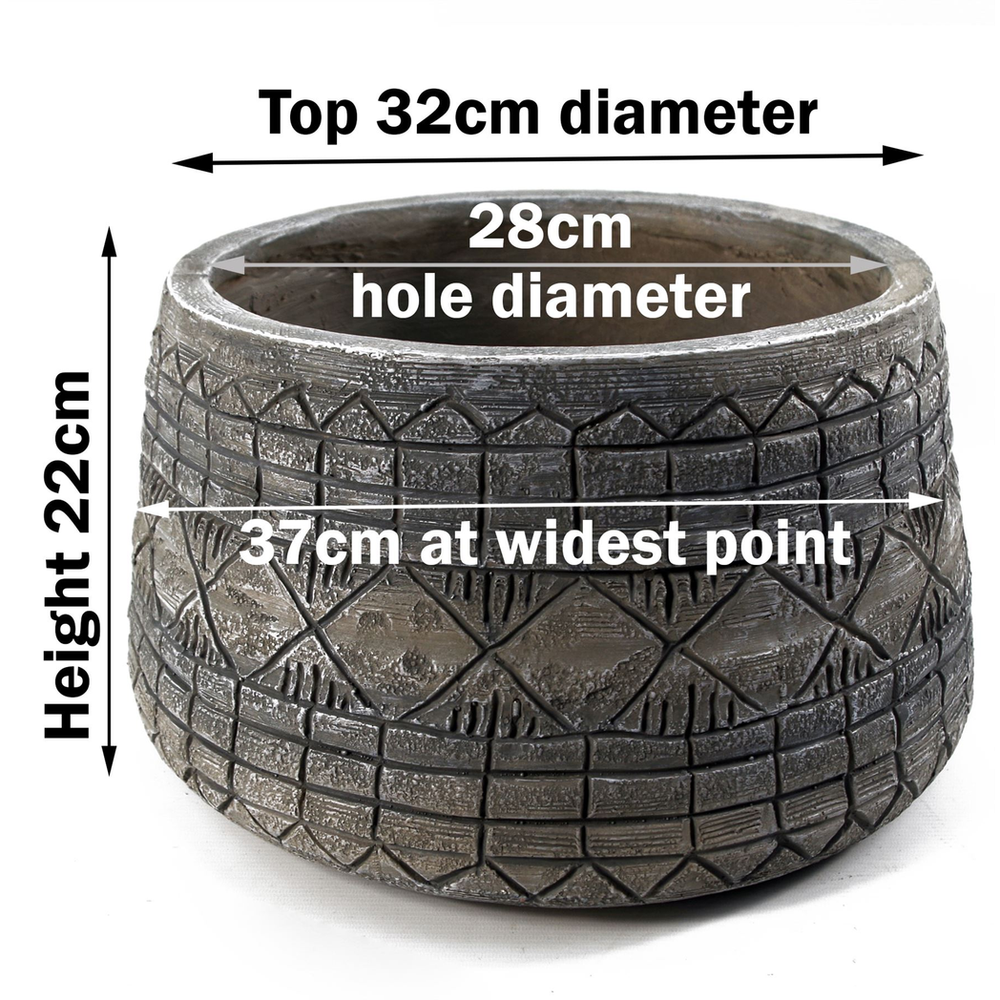 Large Grey Gliese Embossed Planter