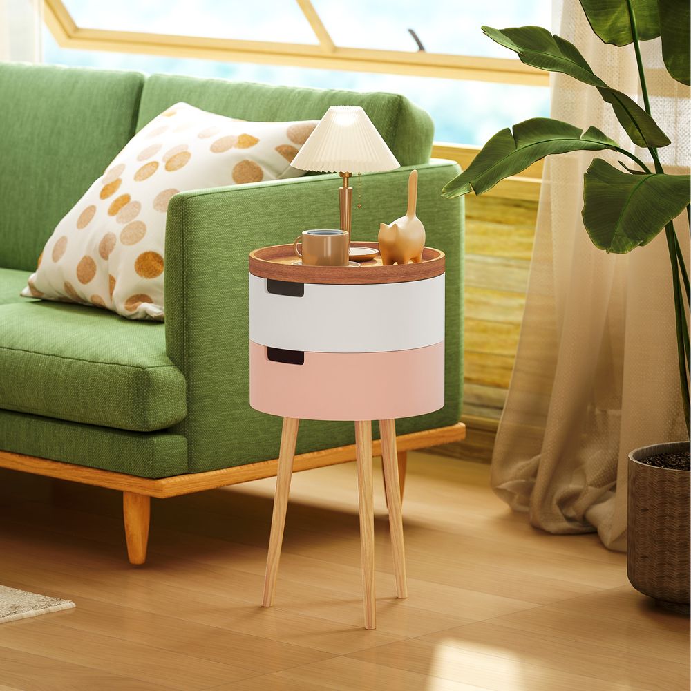 3-Tier Round Side Table with Storage