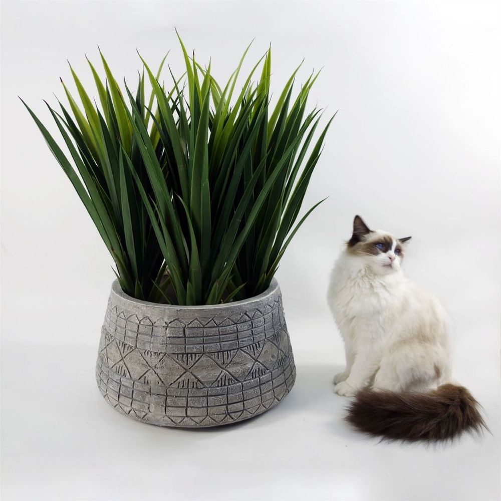 Large Grey Gliese Embossed Planter