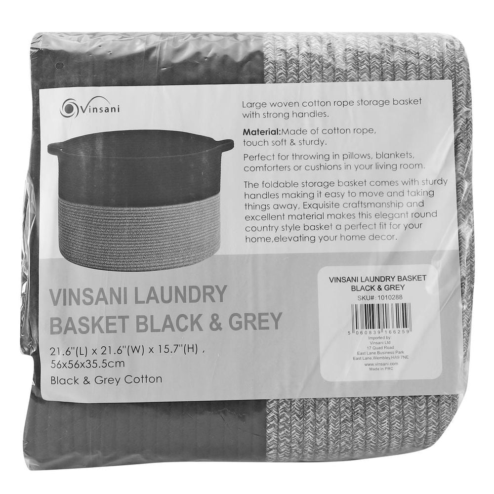 VINSANI LAUNDRY BASKET BLACK & GREY