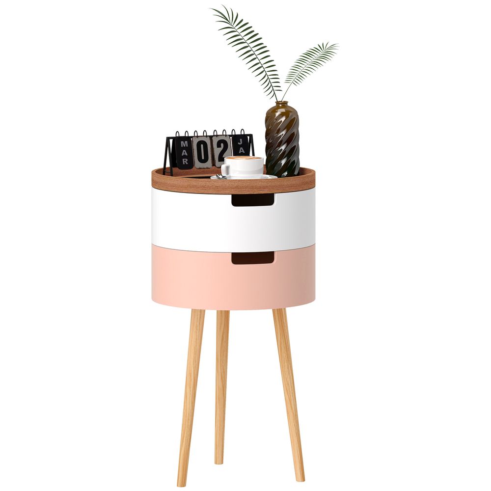 3-Tier Round Side Table with Storage