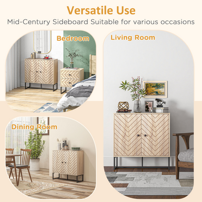 Embossed Arrow Storage Cabinet w/ Adjustable Shelf Metal Frame Handles Stylish