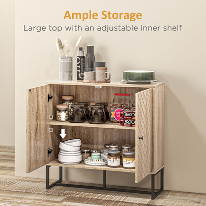 Embossed Arrow Storage Cabinet w/ Adjustable Shelf Metal Frame Handles Stylish
