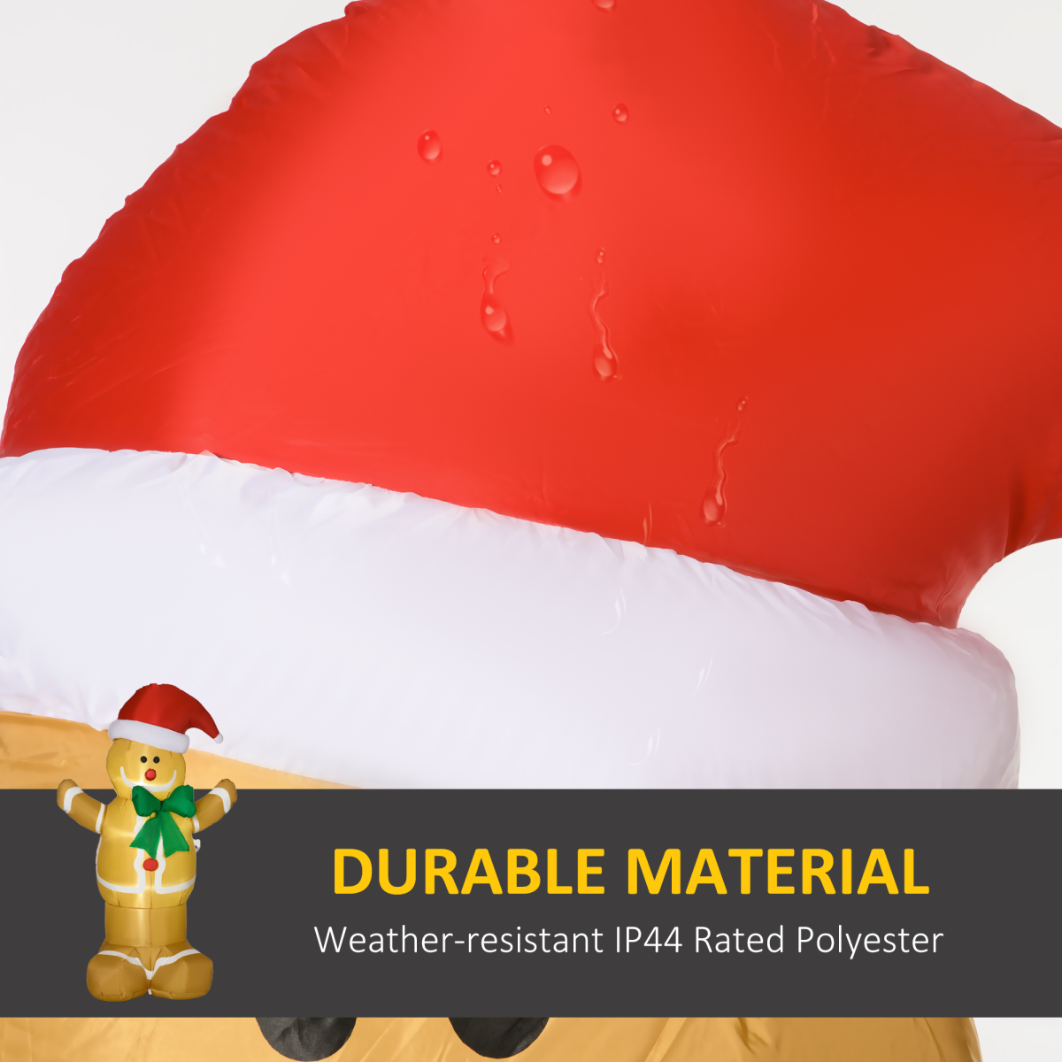 6ft Christmas Inflatable Gingerbread Man & Santa Hat w/ LED Lights