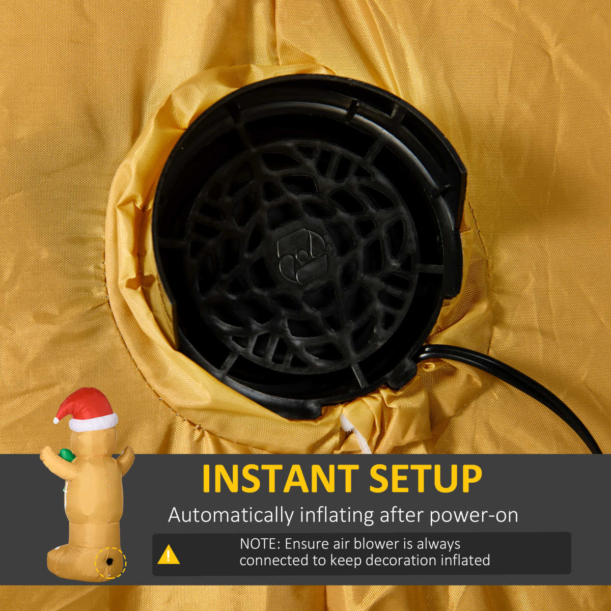 6ft Christmas Inflatable Gingerbread Man & Santa Hat w/ LED Lights