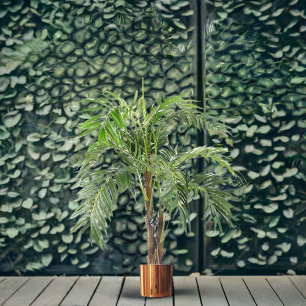 Artificial Palm Tree and Copper Metal Planter