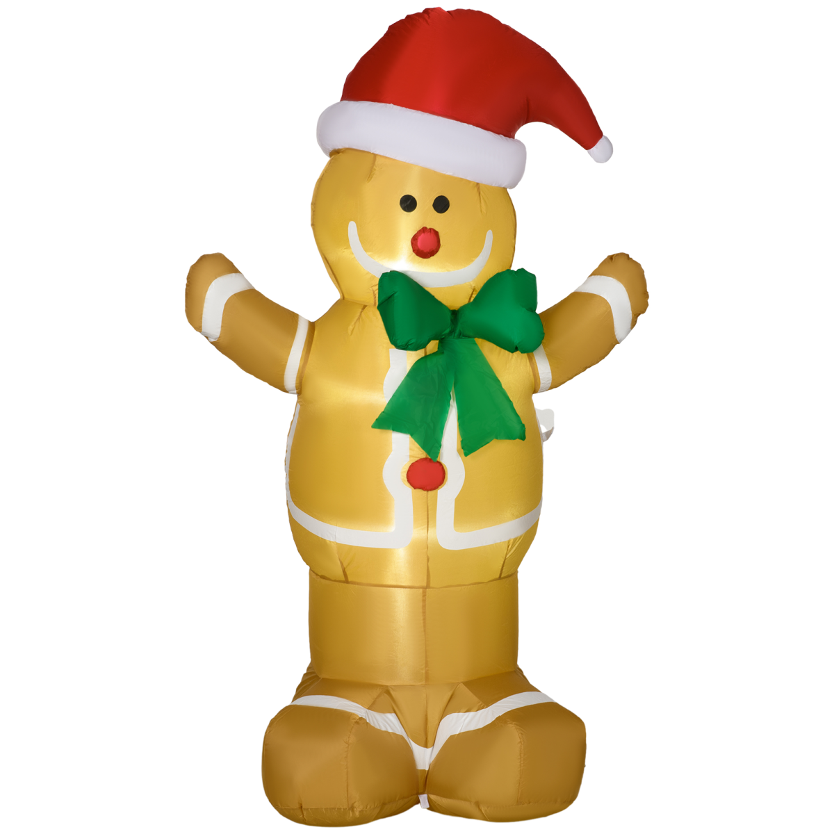 6ft Christmas Inflatable Gingerbread Man & Santa Hat w/ LED Lights