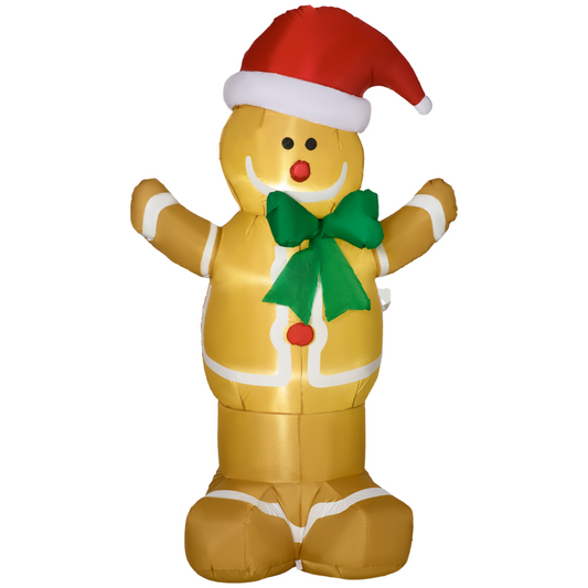 6ft Christmas Inflatable Gingerbread Man & Santa Hat w/ LED Lights