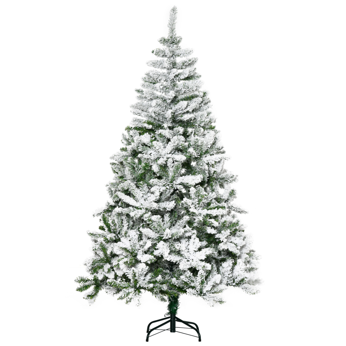 6ft Snow Flocked Artificial Christmas Tree w/ Realistic Branch Tips
