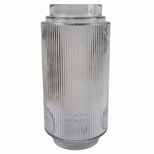 31cm Clear Ridged Glass Vase