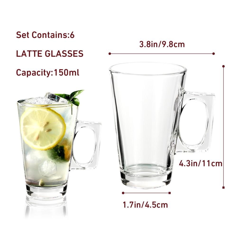 Vinsani Latte Glasses 6pcs 0006556